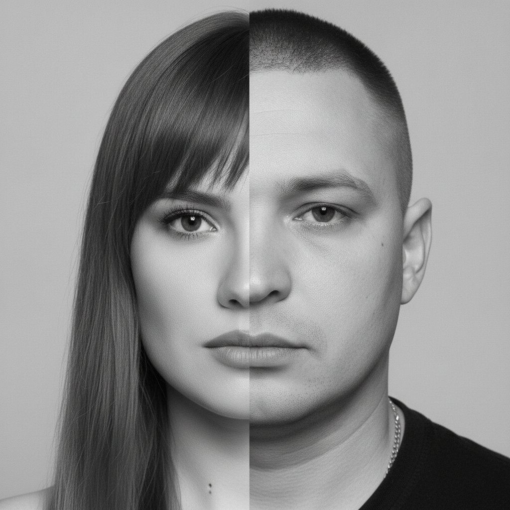 Соедини этих людей на одну фотографию. Создай портрет, не меняя черты лица. Создай фото...